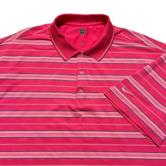 Nike Other - Nike Golf Pink Striped Polo Shirt Men’s XL